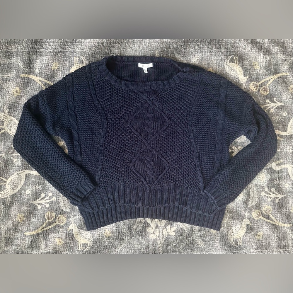 dELiA*s Deep Navy Blue Cable Knit Cropped Sweater
